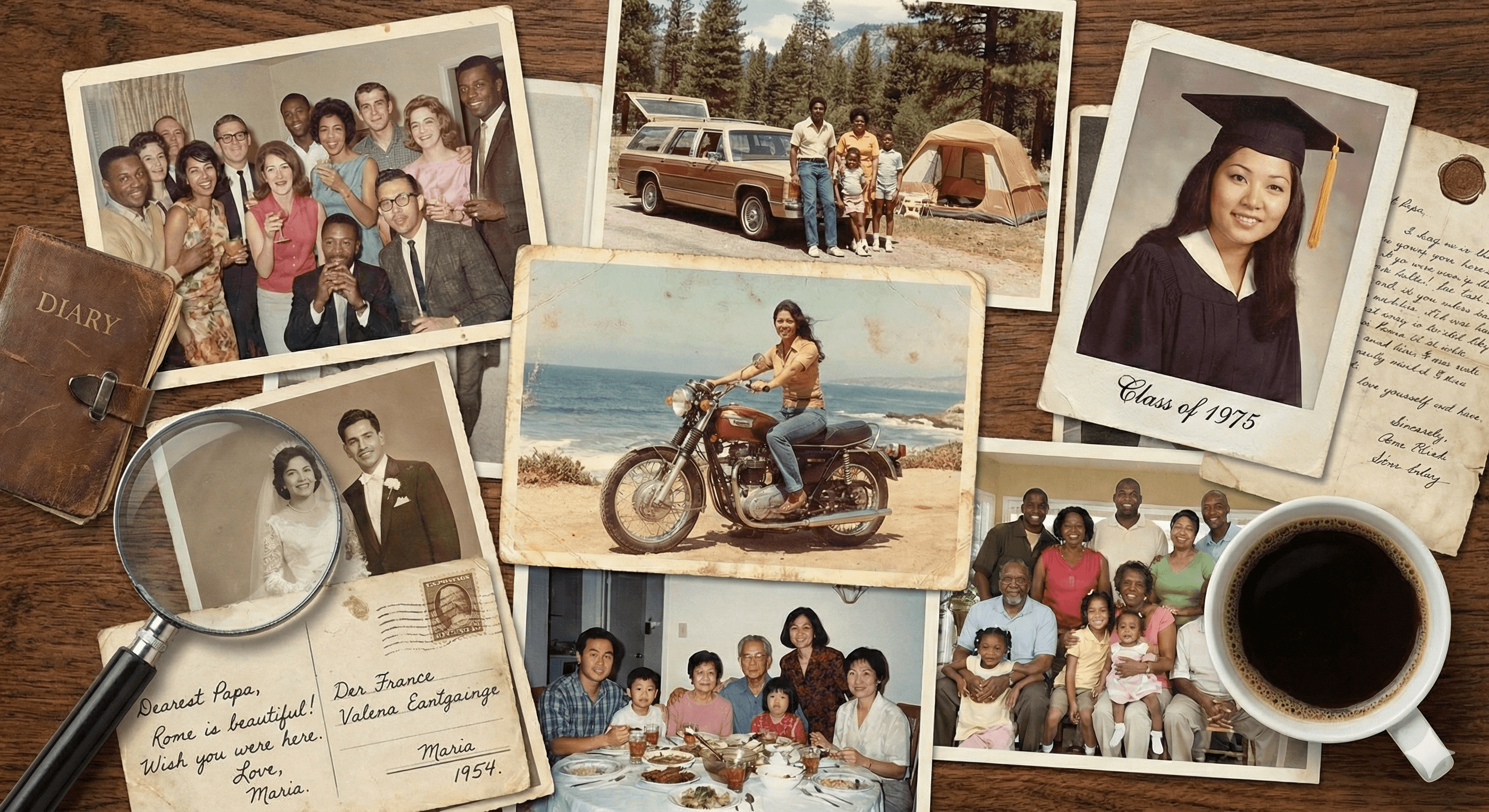 Memory Companion collage showing memoir creation